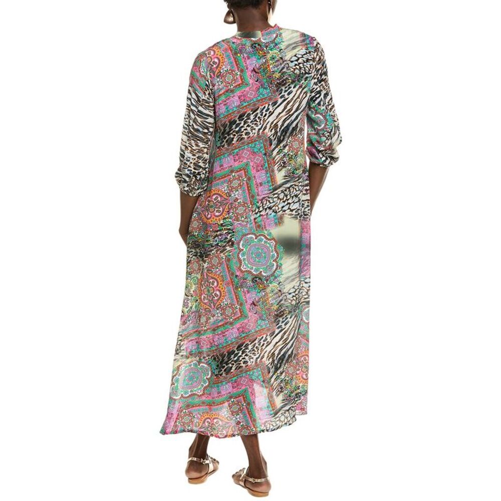 Johnny Was Womens  Kahinu Silk Midi Dress, Beige - Picture 2 of 3